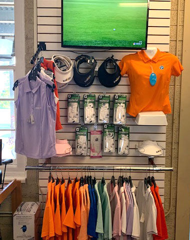 Colorful merchandise in pro shop